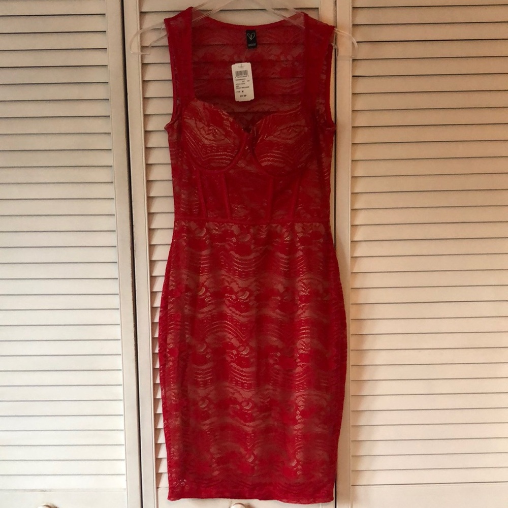 Windsor Red/Nude Lace Dress